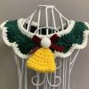 Green Handmade Knitted Pet Necklace Cat Dog Christmas Jingle Bell Collar Pet Cute Collar Charms Crochet Scarf Bib