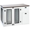 Dual Net Door Wooden Dog Crate - Side Cabinet with 2 Drawers