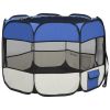 Foldable Dog Playpen with Carrying Bag Blue 35.4"x35.4"x22.8"