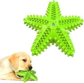 Dog Chew Toys, Natural Rubber Starfish-Shaped Dog Toys, Interactive Treats, Squeaky Dog Toothbrush Cleaner Teething Toys, Outdoor Puzzle Training Toy (Color: Green)